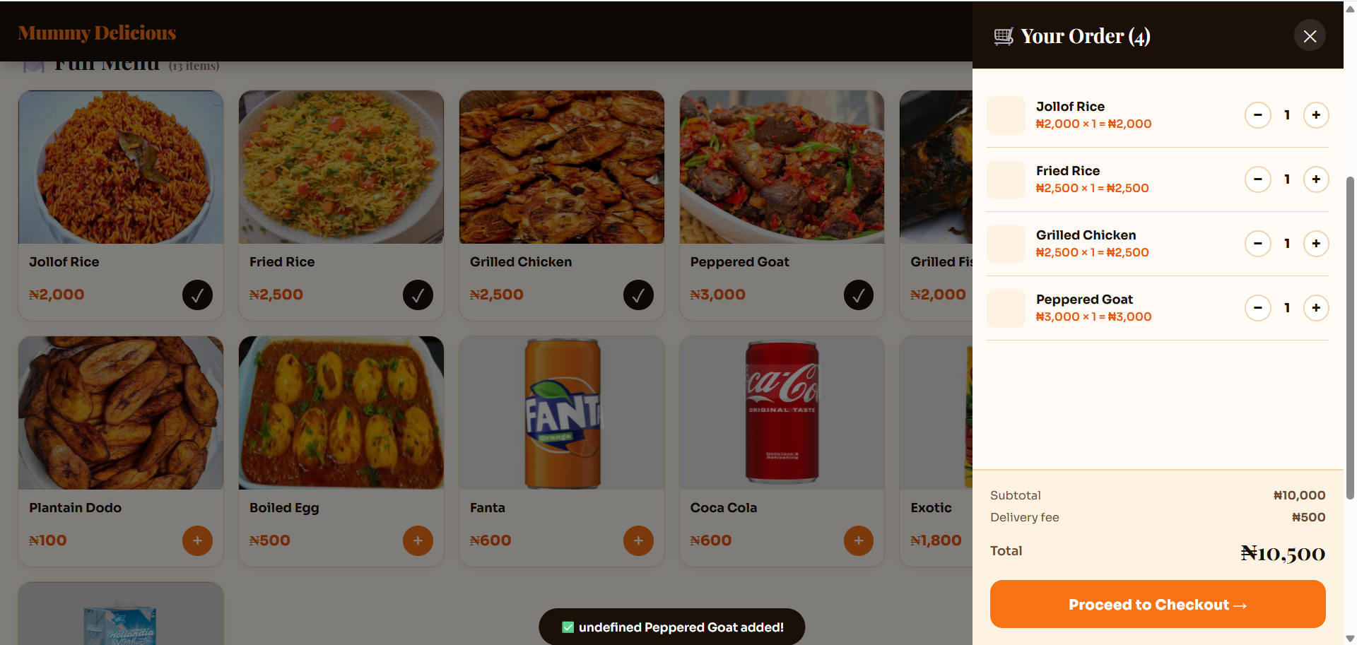 Mummy Delicious Menu